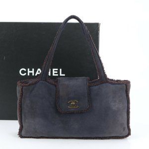 CHANEL Brown Leather Logo Tote Bag